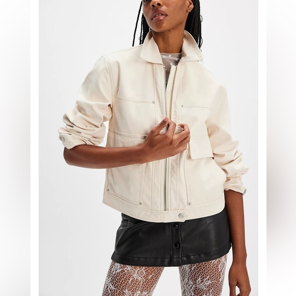 FREE PEOPLE WE THE FREE Blair Vegan Suede Jacket In Sea salt - Picture 6 of 15